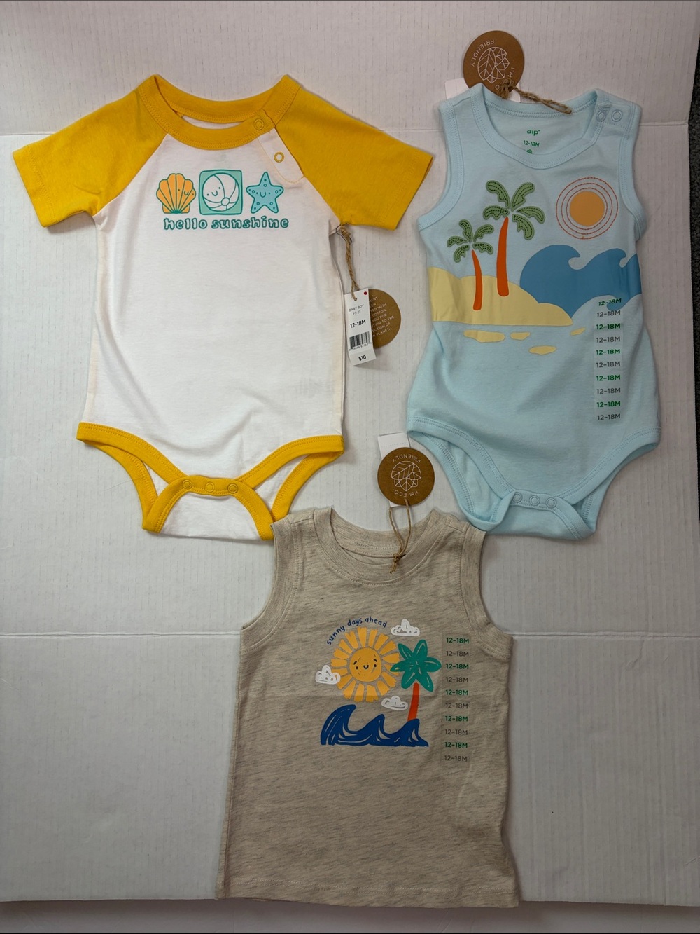 Dip Organic Cotton Beach Bodysuit & Tank Set NWT 12-18M 3 Piece - Picture 4 of 11